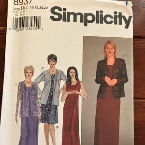 Vintage Simplicity Pattern #8937 (16-22) MIsses Dress and Jacket